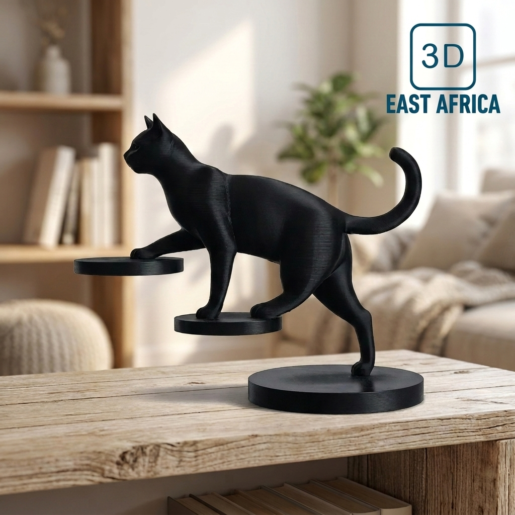 3D Printed Balancing Cat Sculpture