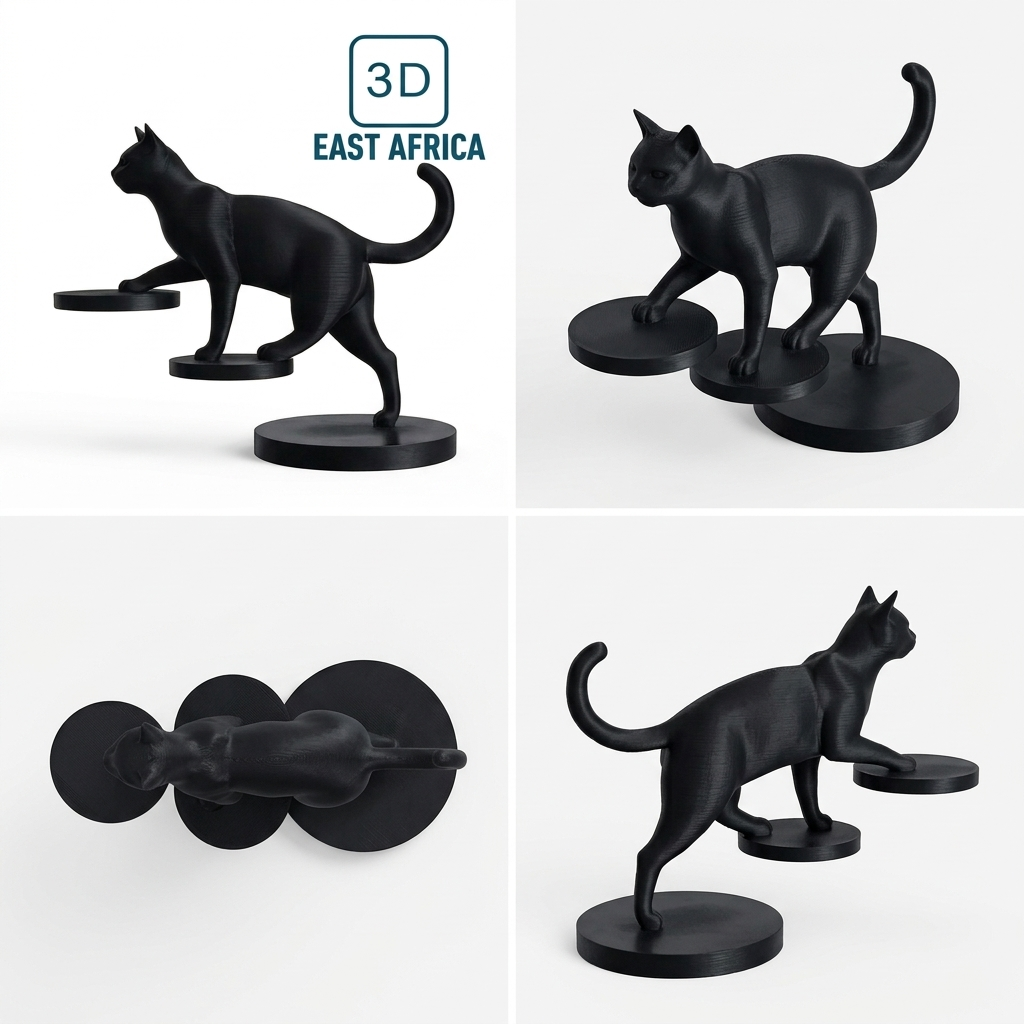 3D Printed Balancing Cat Sculpture