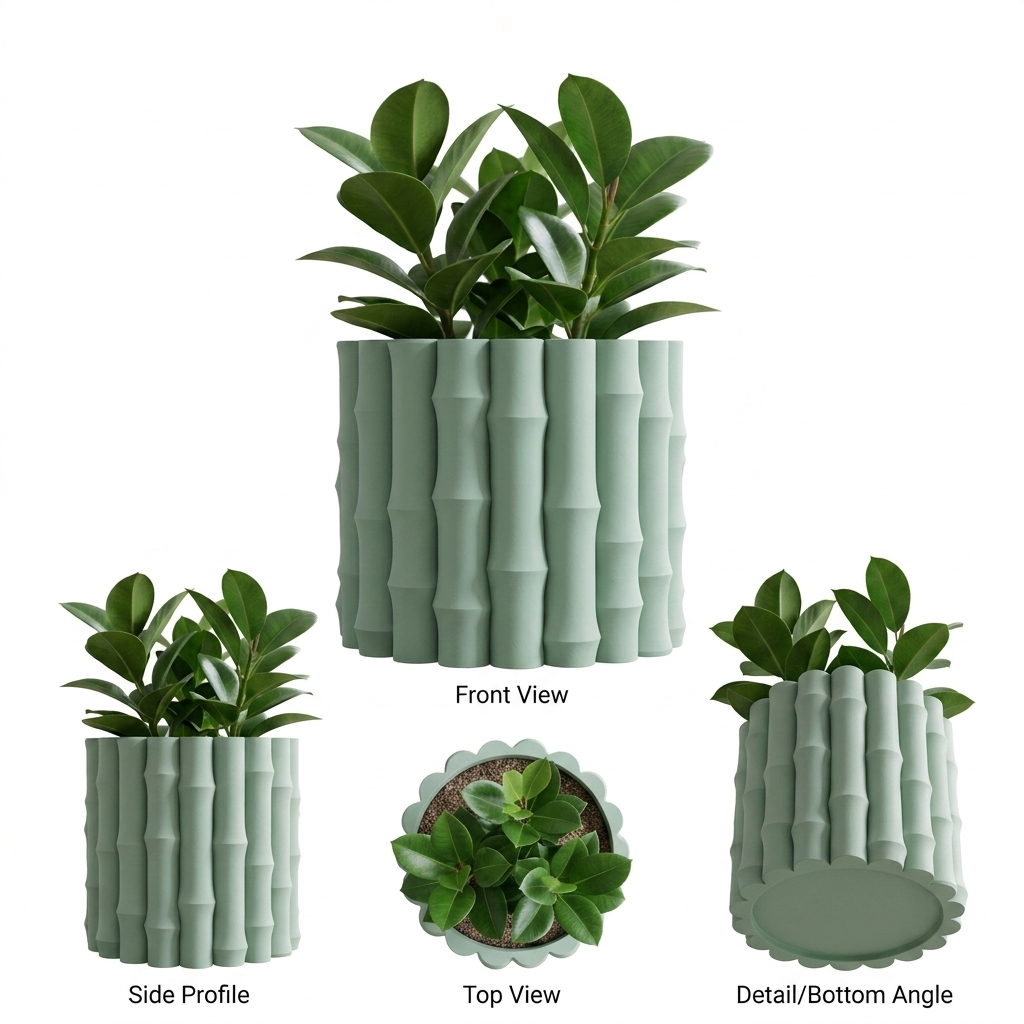 3D Printed Bamboo Plant Pot & Planter Vase