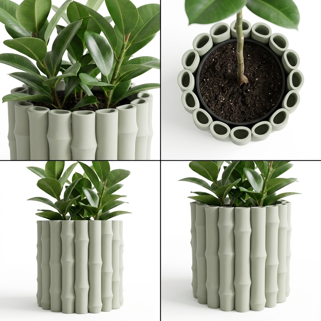 3D Printed Bamboo Plant Pot & Planter Vase