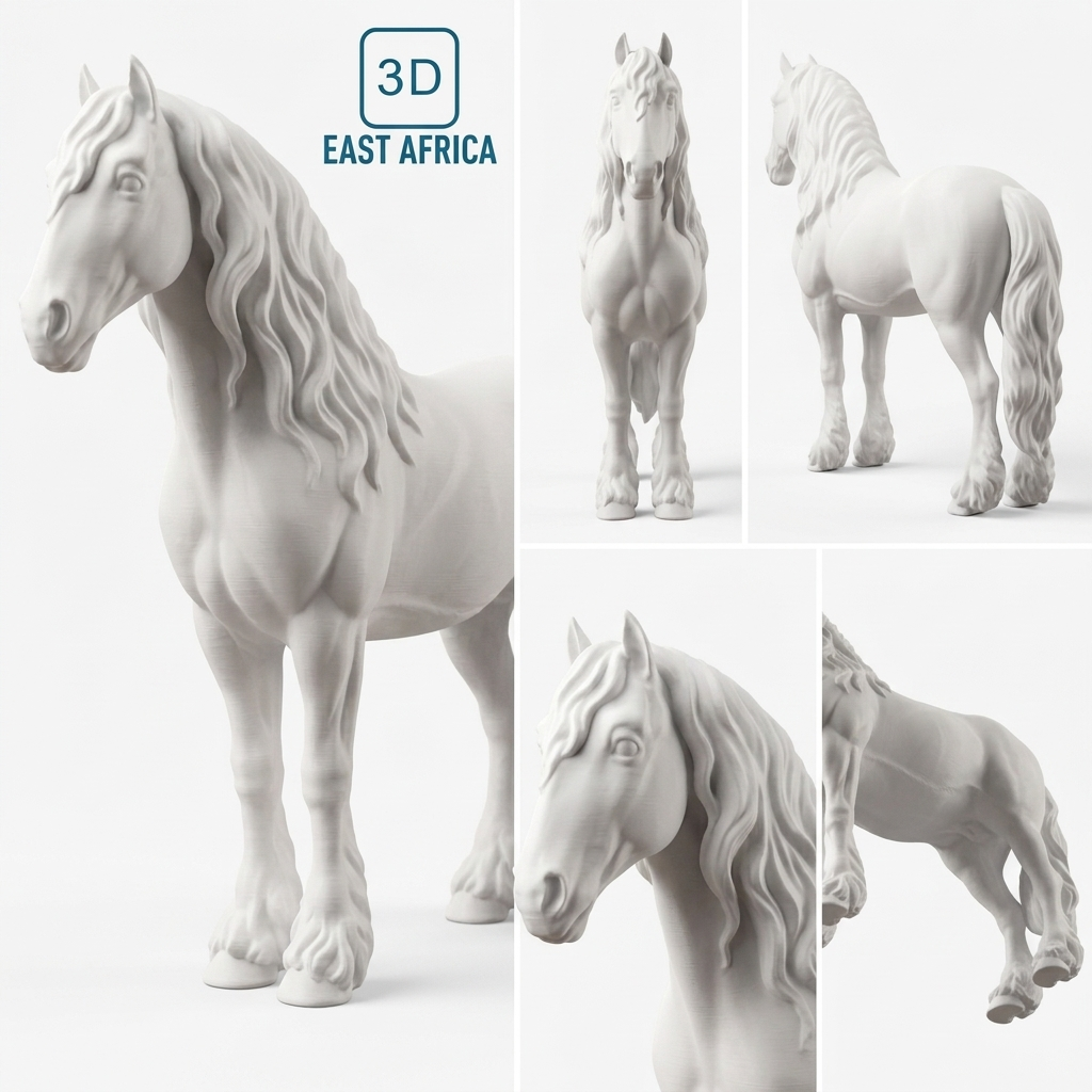 3D Printed Elegant Modern Horse Sculpture