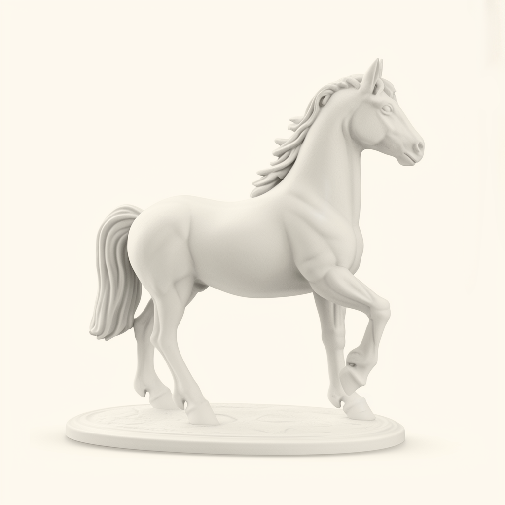 3D Printed Elegant Horse Figurine With Stand