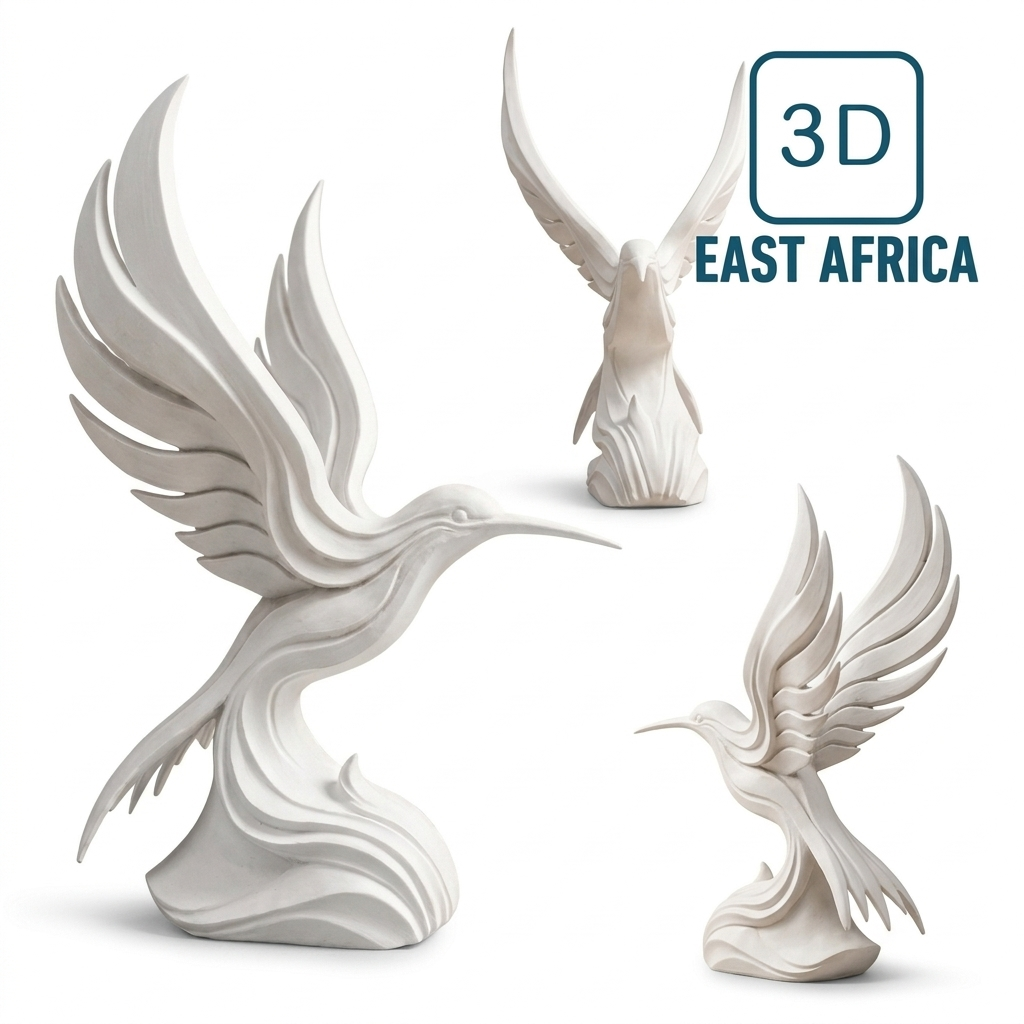 3D Printed Abstract Hummingbird Sculpture