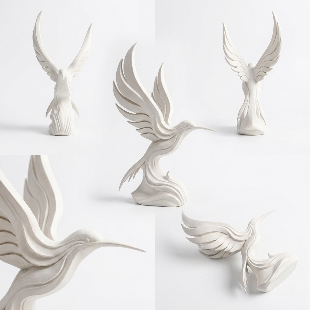 3D Printed Abstract Hummingbird Sculpture