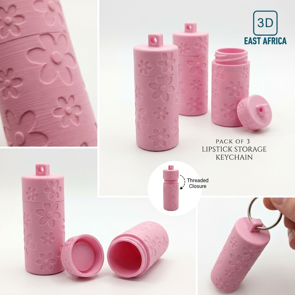 Pack of 3 3D Printed Lipstick Storage Keychain