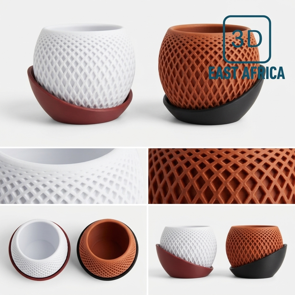 Pack of 2 3D Printed Polygon Planter