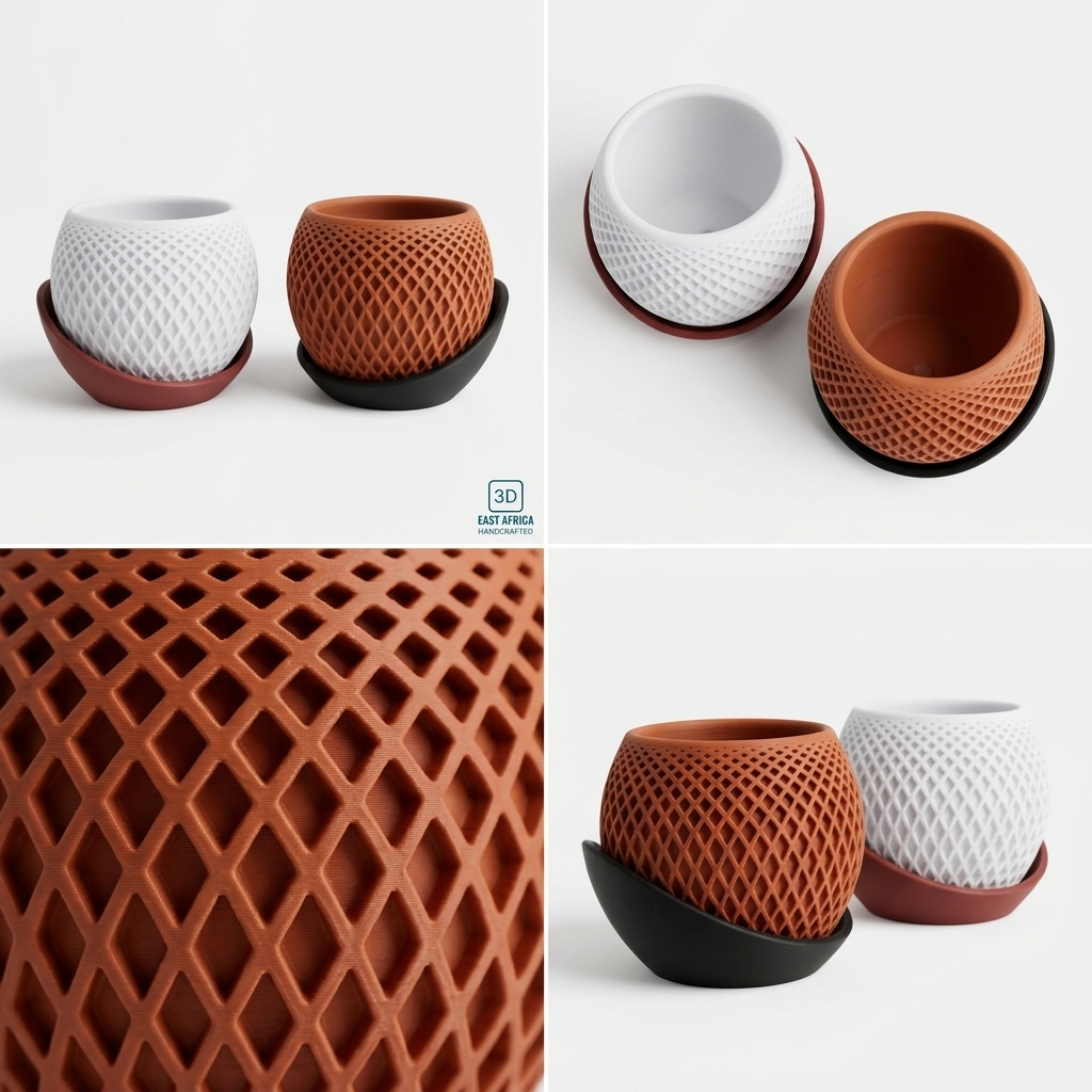 Pack of 2 3D Printed Polygon Planter