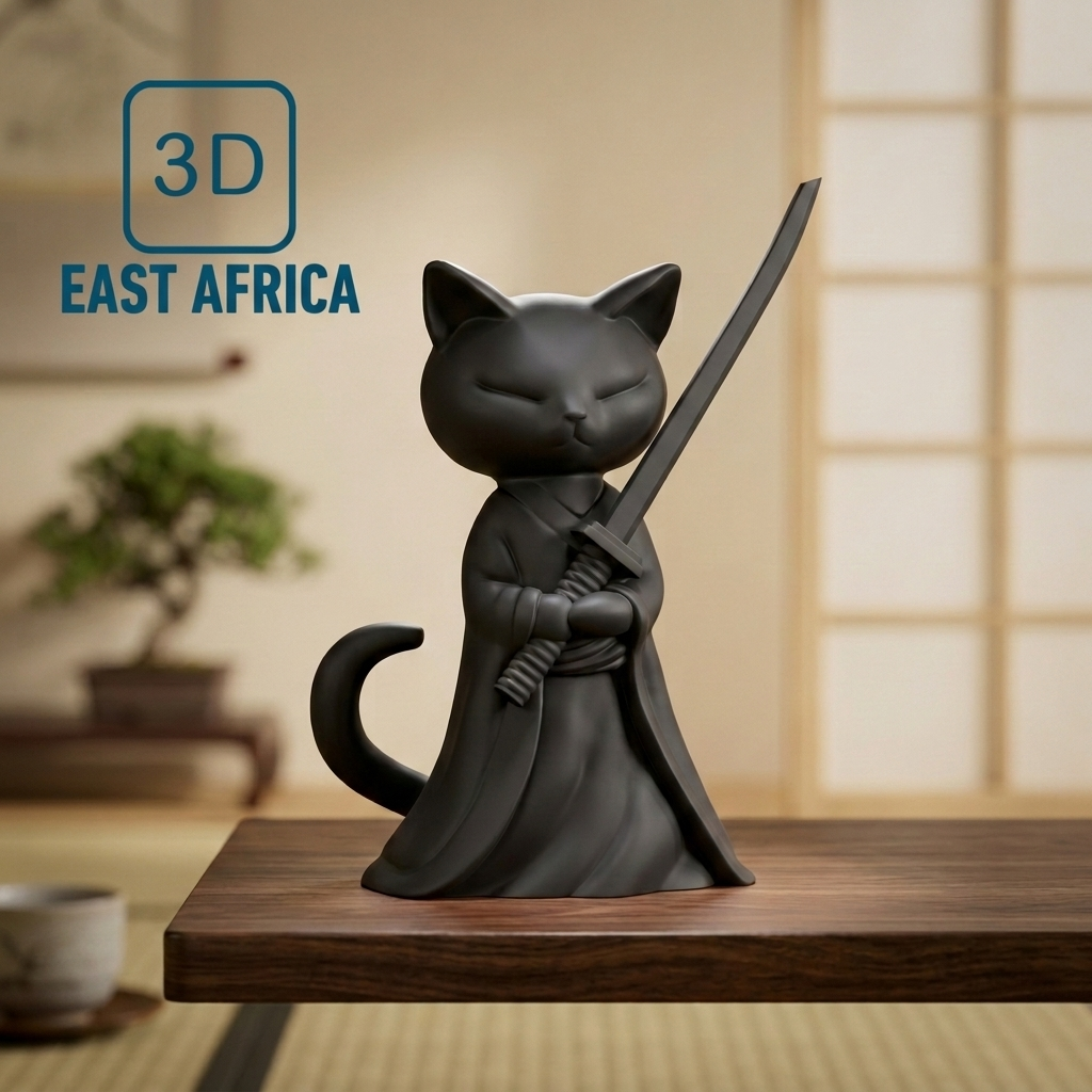 3D Printed Premium Samurai Cat – The Silent Warrior