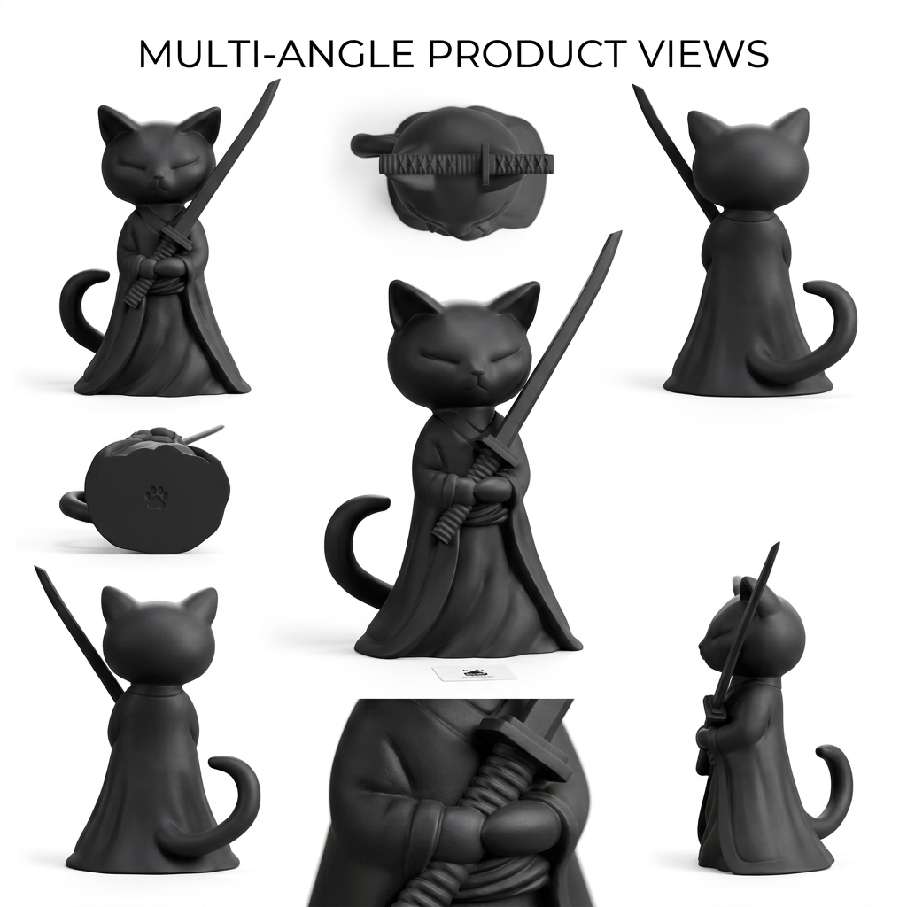3D Printed Premium Samurai Cat – The Silent Warrior