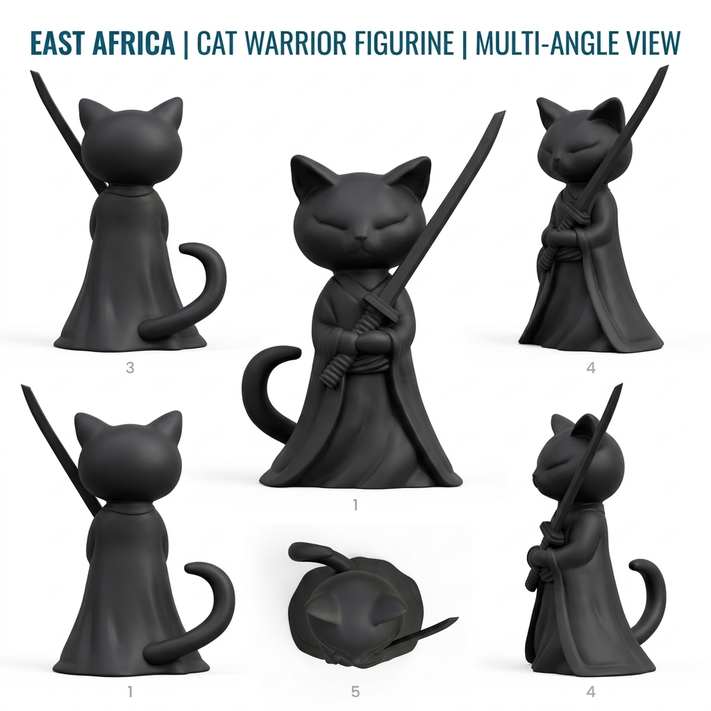 3D Printed Premium Samurai Cat – The Silent Warrior