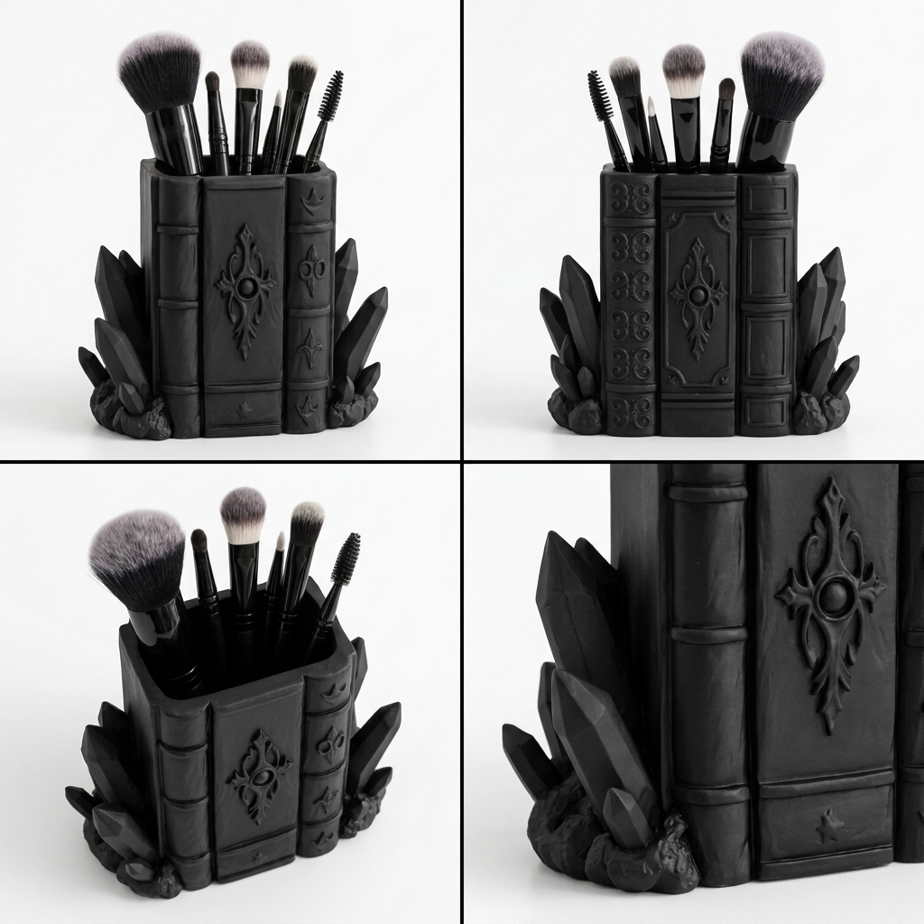 3D Printed Goth Book Crystal Pen Holder Lamp Desk Organizer