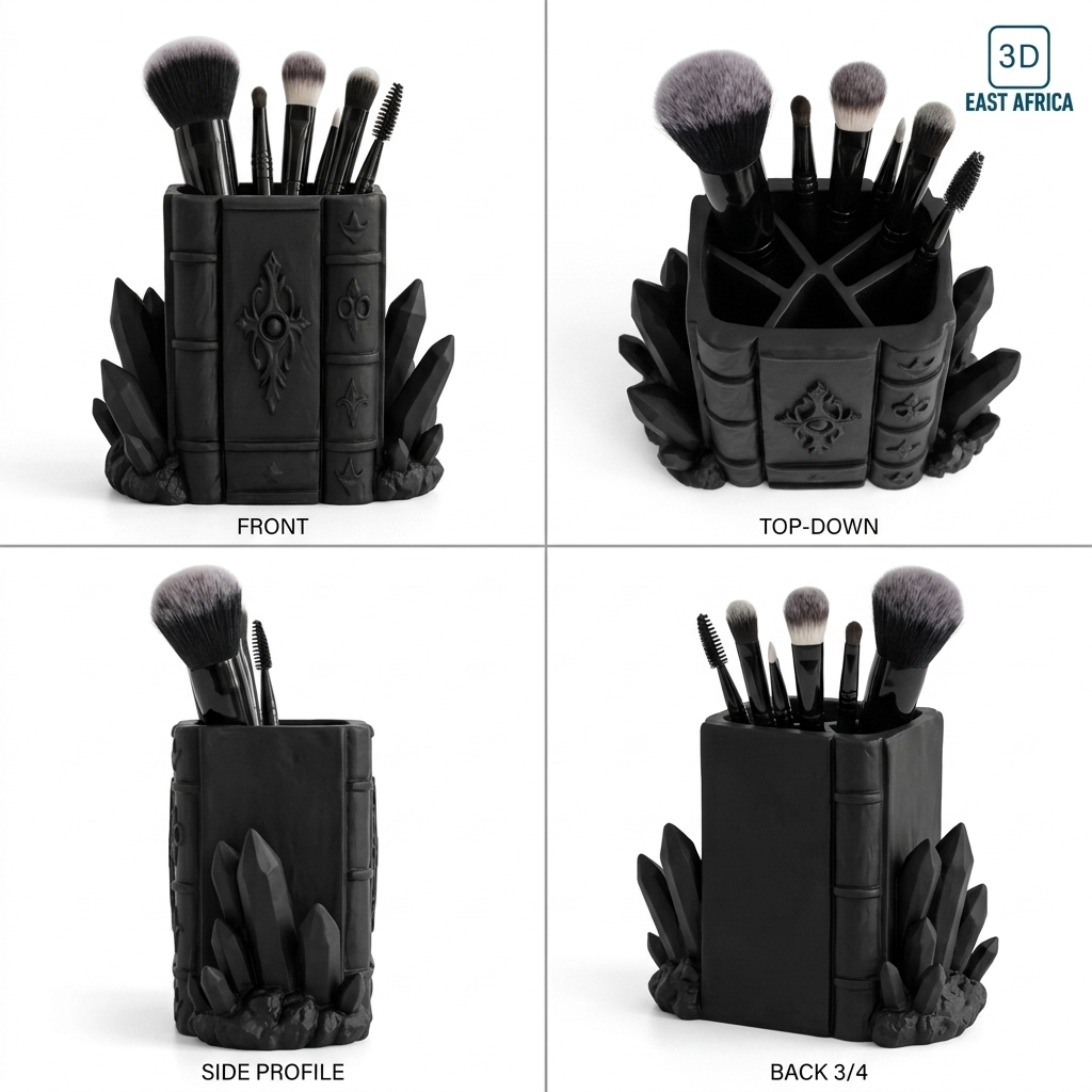 3D Printed Goth Book Crystal Pen Holder Lamp Desk Organizer